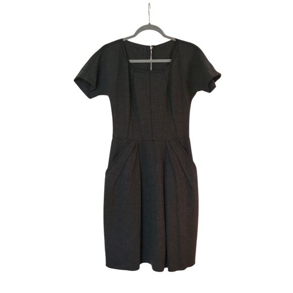 Dolce & Gabbana Virgin Wool Charcoal Gray Pleated Short Sleeve Dress Size 38 (2) - Picture 1 of 11